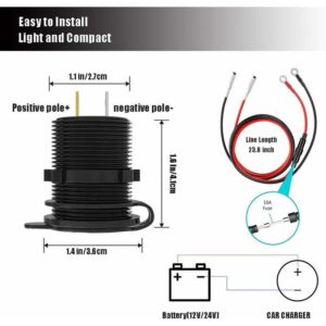 Fast Usb Car Charger Dual Qc3.0 Usb Ports, 12V/24V 36W Waterproof With LED Digital Voltmeter For Motorcycle, Caravan,