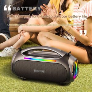 Portable Bluetooth 5.3 Speaker - 60W Powerful Sound, RGB Lights, Multiple Inputs(Green)
